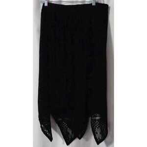 Maurices Skirt Size Large Black Lace Overlay Lined Stretch Hankerchief Hem